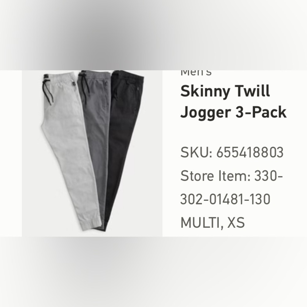 NWT Set of Men’s/Boys 3 Skinny Twill Jogger Pants
